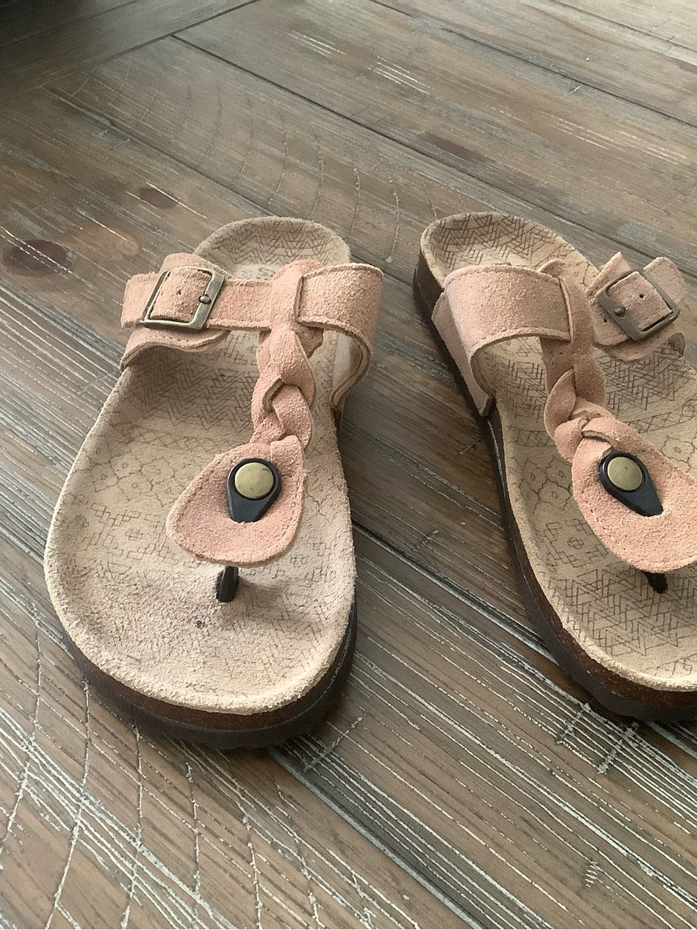 Muk Luks Women's Braided Toe-Post Sandals in Tan